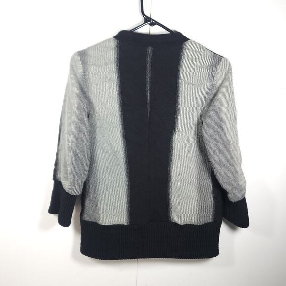 Lauren Moffatt Women's Sz Small Black Gray Wool Blend Buttons Bomber Jacket - Picture 7 of 10